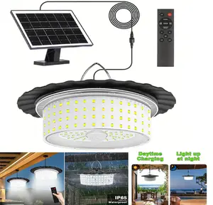 Solar Shed Light Outdoor Indoor 6500K 1200Lumen 244 LEDs Motion Sensor Pendant Light Solar Powered Lights Camping Plants Garage Waterproof Remote