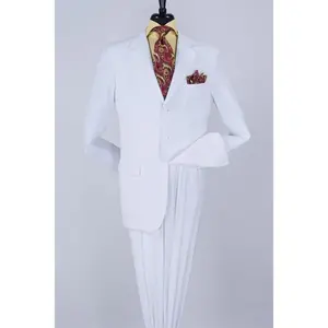 Mens Classic Fit Three Button Poplin Two Piece Suit in White