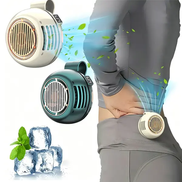 2026 Upgraded Compact Clip-On Bladeless Waist Fan - Silent Handsfree, 1000mAh Rechargeable Battery, LED Display, 5 Adjustable Wind Speeds, Portable for Outdoor, Office, Daily Use (Portable Fans for Adults)