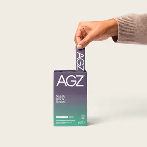 AG1 AGZ Sleep Drink – 30-Count Calming Sleep Aid Powder + Frother, Melatonin-Free Nighttime Blend with Magnesium, Ashwagandha, Saffron & Valerian – Herbal & Adaptogen Drink Mix (Chocolate Mint)