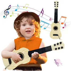 Kids Toy Guitar 6 String 17 inch Mini Baby Guitar with Pick Musical Instrument Educational Toy for Toddlers Beginner Preschoolers Safe Odorless Plastic Fun Gift for Ages 3-10