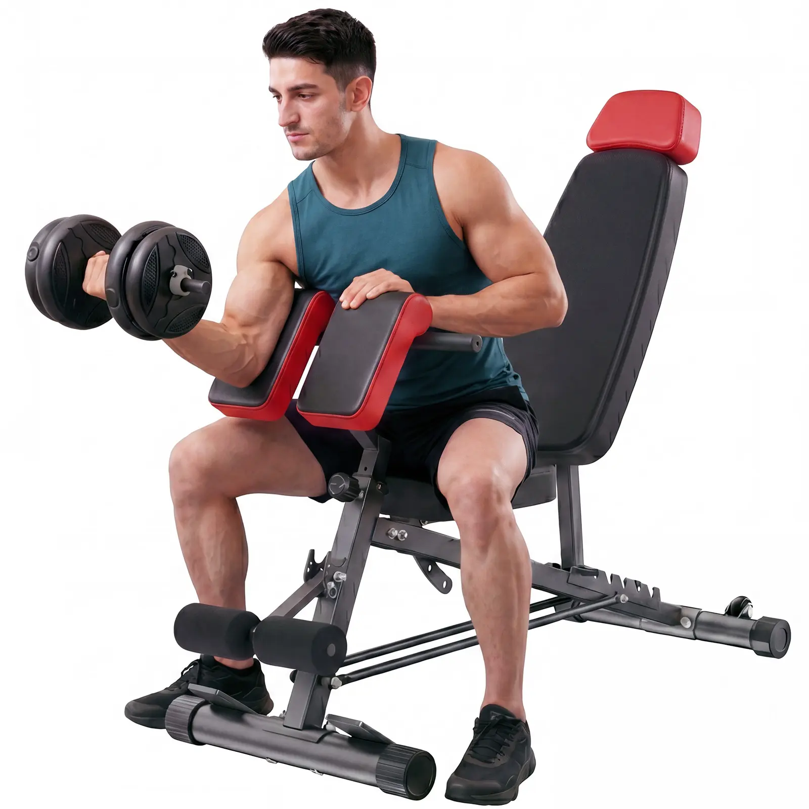 Sweetcrispy Adjustable Weight Bench - 21-Point Adjustment System, 660 lbs Cap, Triangular Frame, Unisex Weightlifting Equipment for Personalized Fit, Chest Press Machines for Functional Training