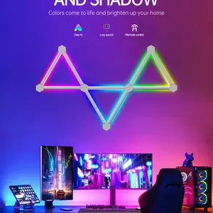 RGB Smart LED Wall Light, DIY Modular Gaming Light Bars with Music Sync, App & Remote Control, Color Changing Ambient Lighting for Bedroom, Gaming Room, Home Decor