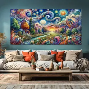 5D Diamond Painting Kit, DIY Handmade Gift Set, Large Size Abstract Fantasy Colorful Landscape Full Drill Mosaic Embroidery Wall Decor, Embroidery Craft, Wall Art Painting
