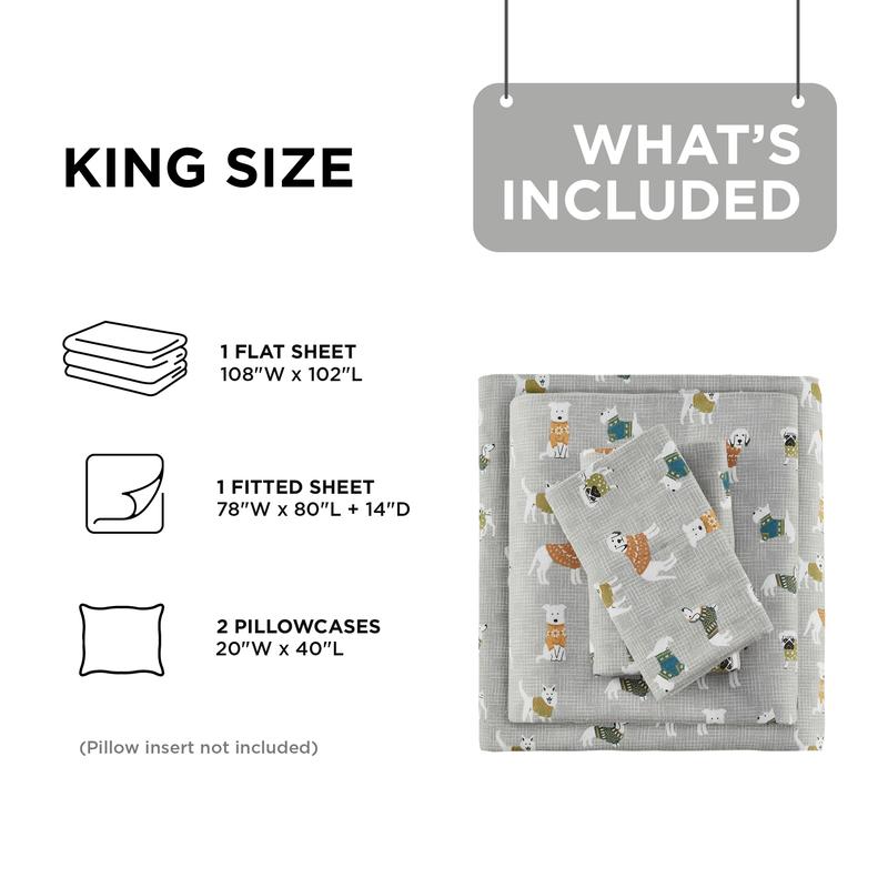 MAIN STREET Cozy Cotton Flannel Printed Sheet Set with Comfortable Design and Soft Fabric