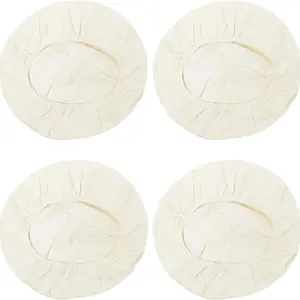 4-Pack Bread Basket Lining Cloths, 10-Inch Baking Proofing Liners, Natural Rattan Cover for Dough Baskets, Essential Bakery Supplies, Bakeware