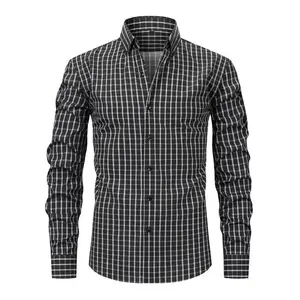 Men's plaid button down shirt cotton long sleeve formal shirt regular fit plaid shirt hot selling tops