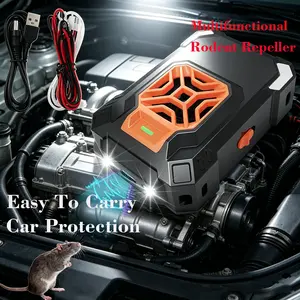 Car Engine Bay Mouse Repeller, Ultrasonic Device with Auto Switch & LED Flash Light, Effective Against Rodents Biting Wires