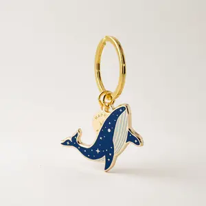 Celestial Whale Enamel Keychain Charm