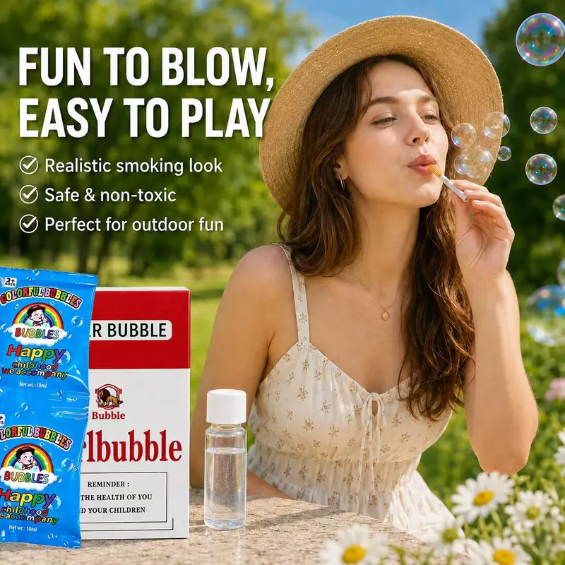 SummerVibes Bubble Cigarette Stress Relief Toy Fake Cigarette Mini Bubble Blower Sticks Relaxation Birthday Christmas Party Gift for Men Women Wands Party Favors parent-child fun