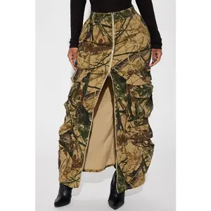 Most Wanted Hunter Camo Maxi Skirt - Khaki/combo S