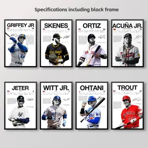 MLB Star Series Canvas Posters - Baseball Wall Art Prints with Griffey, Skenes, Ortiz, Acuña, Jeter, Witt, Ohtani, Trout - Home Decor & Gifts for Baseball Fans