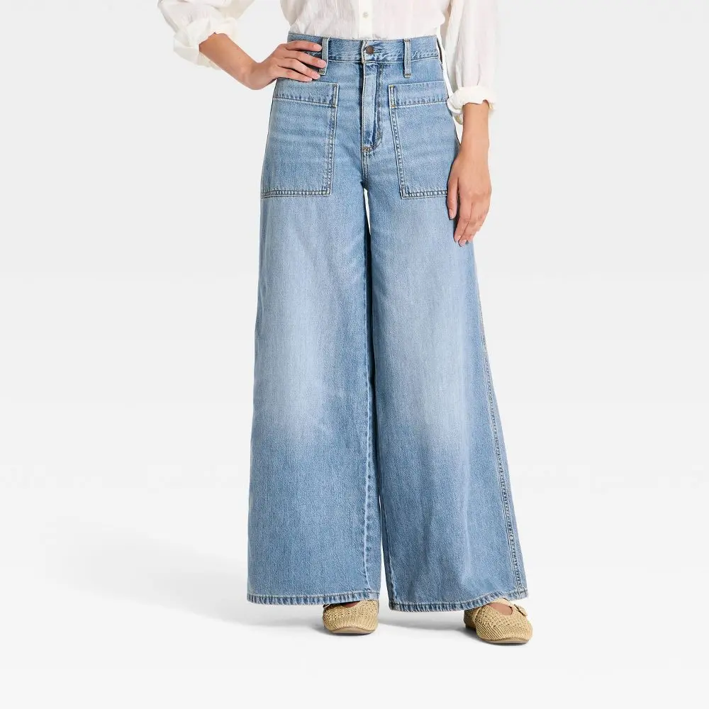 Women's Palazzo Wide Leg Jeans - Universal Thread Light Wash 6