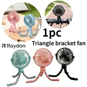 360° Adjustable Octopus Tripod Fan - Portable USB Rechargeable Fan with 3 Speeds & LED Light, Perfect for Stroller, Travel, Camping & Desk
