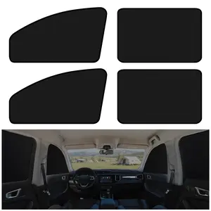 Magnetic Car Window Shades 4 Pack - Blackout Side Window Sun Shade for Privacy & Car Camping, 99% UV Blocking Car Window Covers for Side Windows, Heat Protection Travel Shades for SUV Sedan