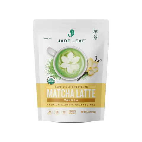Organic Vanilla Matcha Latte Mix – Cafe Style Sweetened Beverage, Vegan & Gluten-Free, USDA Certified, 5.5 oz