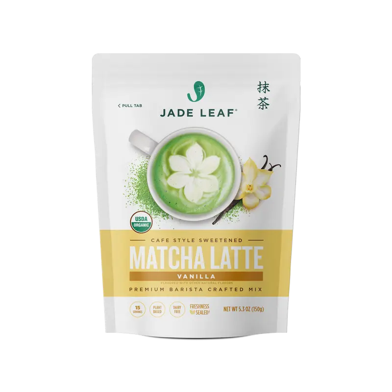 Organic Vanilla Matcha Latte Mix – Cafe Style Sweetened Beverage, Vegan & Gluten-Free, USDA Certified, 5.5 oz