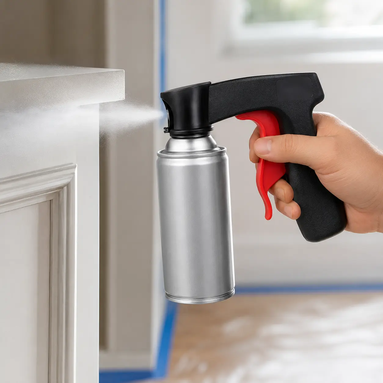 Universal Spray Can Trigger Handle for Aerosol Cans, Portable Spray Gun Handle Converts Ordinary Spray Cans, Ergonomic Self-Priming Paint Handle Reduces Hand Fatigue to Get Professional Even Coating