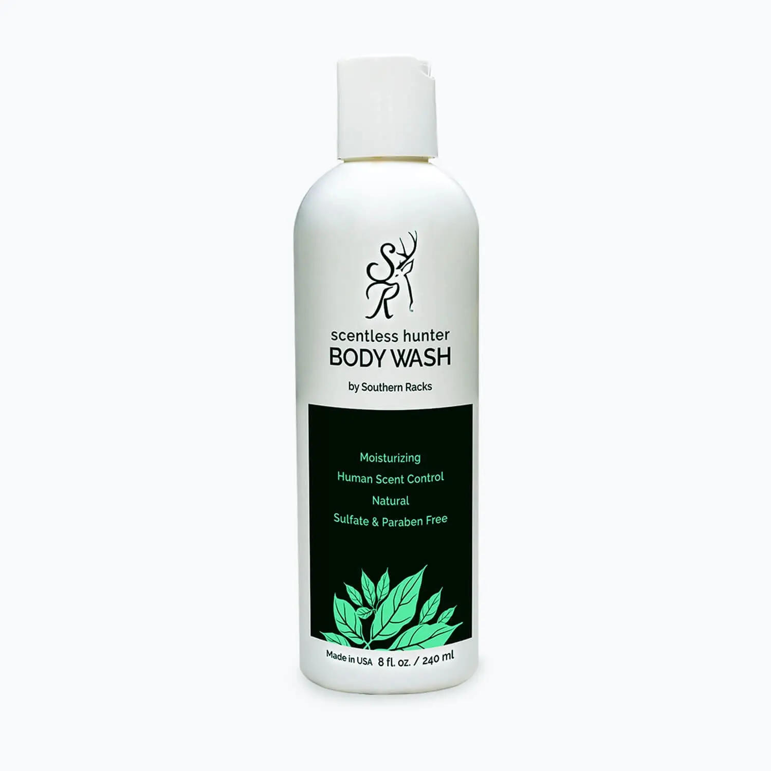 Southern Racks Scentless Hunter Body Wash - natural, scent free, and gently cleanses as it moisturizes and conditions restoring moisture loss to the skin.