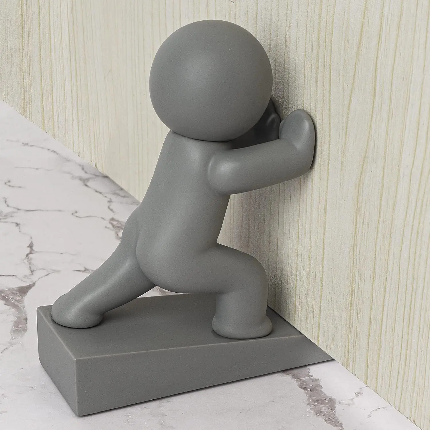 Cute Door Stopper, Decorative Door Stop, Protects Your Floors, Gray 1 Pack (Patented)