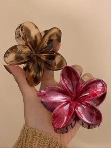 2 PCS Fashionable Leopard & Ombre Flower Design Hair Claws, Girlfriend Gifts, Elegant Simple Minimalist Style Hair Accessories for Women, Suitable for Daily, Casual, Party, Claw Clip,Stylish Medium Classic HairBarrettes