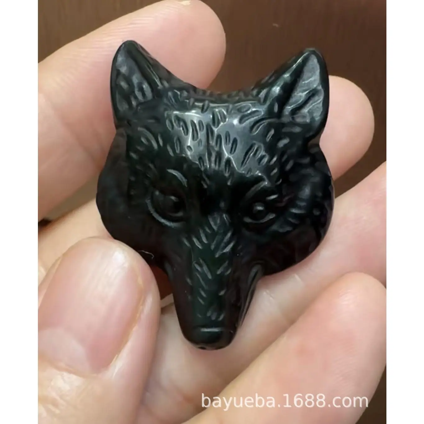 Obsidian Wolf Head 4cm