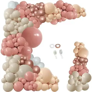 154 count Dusty  Beige Brown Blush Balloon Arch Kit,  in Bloom Spring Floral Retro Boho Nude Cream Peach Balloons for Bridal Shower Garden  Girls Birthday Wedding Decor