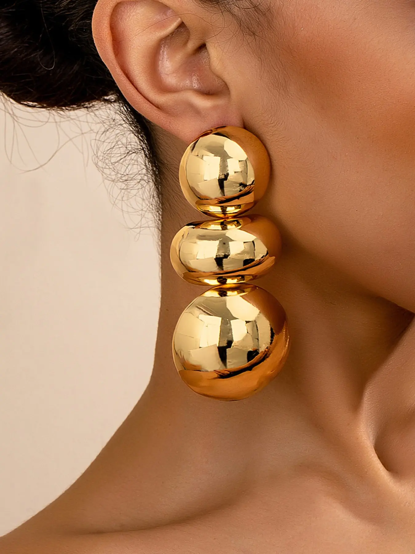 Boho Style Exaggerated Geometric Oval Earrings, Bohemian Earrings, Fashionable Women's Studs, Perfect for Daily Wear and Gifts, Large Smooth Surface Design, Earrings Jewelry
