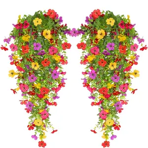 UV-resistant artificial hanging flowers, very suitable for decorating indoor and outdoor spaces such as gardens, porches, walls, and windowsills, with a farmhouse style and a variety of colors, Artificial Flower Plant, Decorative
