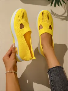 Women's Casual Sport Shoes, Comfortable Breathable Mesh Slip-On, Anti-Slip Soft Rubber Sole, Arch Support, Lightweight, All Seasons, Walking Shoes