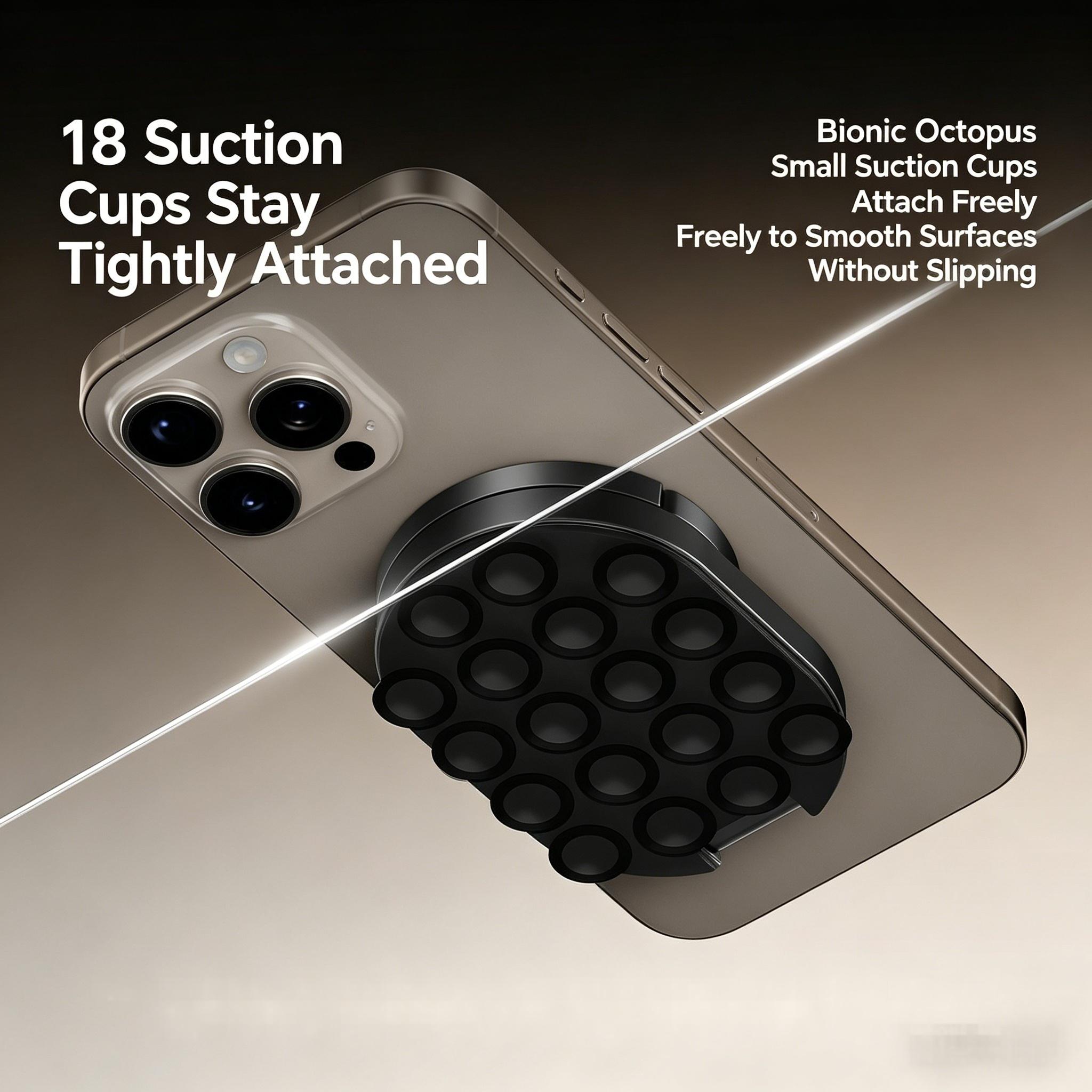 MagLock Suction Cup Phone Holder Desktop Stand Compatible with iPhone 17 16 15 14 Suction Base Design for Wall and Glass Surfaces