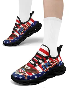 Men's US Colors Bald Eagle Print Sports Shoes, Trendy Breathable Mesh Blade Casual Sneakers, Comfortable Lightweight Daily Walking Footwear