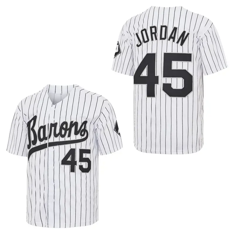 Men's #45 JordanWhite And Black Hip Hop Rap Baseball Jersey Embroidery Sportswear jersey