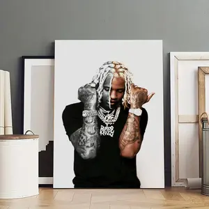 Lil Durk Artistic Canvas Wall Decor, Wonderful Poster for Everyone, Portable Installation, Beautiful Gift Idea for Home Abstract Face Design Decoration Print