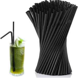 Plastic Flexible Bendable Straws, Diameter 5mm, Length 21cm (8.27 Inches), 100 Pack, Disposable Thick Straws for Parties, Home Bar Accessories