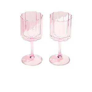 Fazeek Wave Wine Glasses Set of 2 in Pink