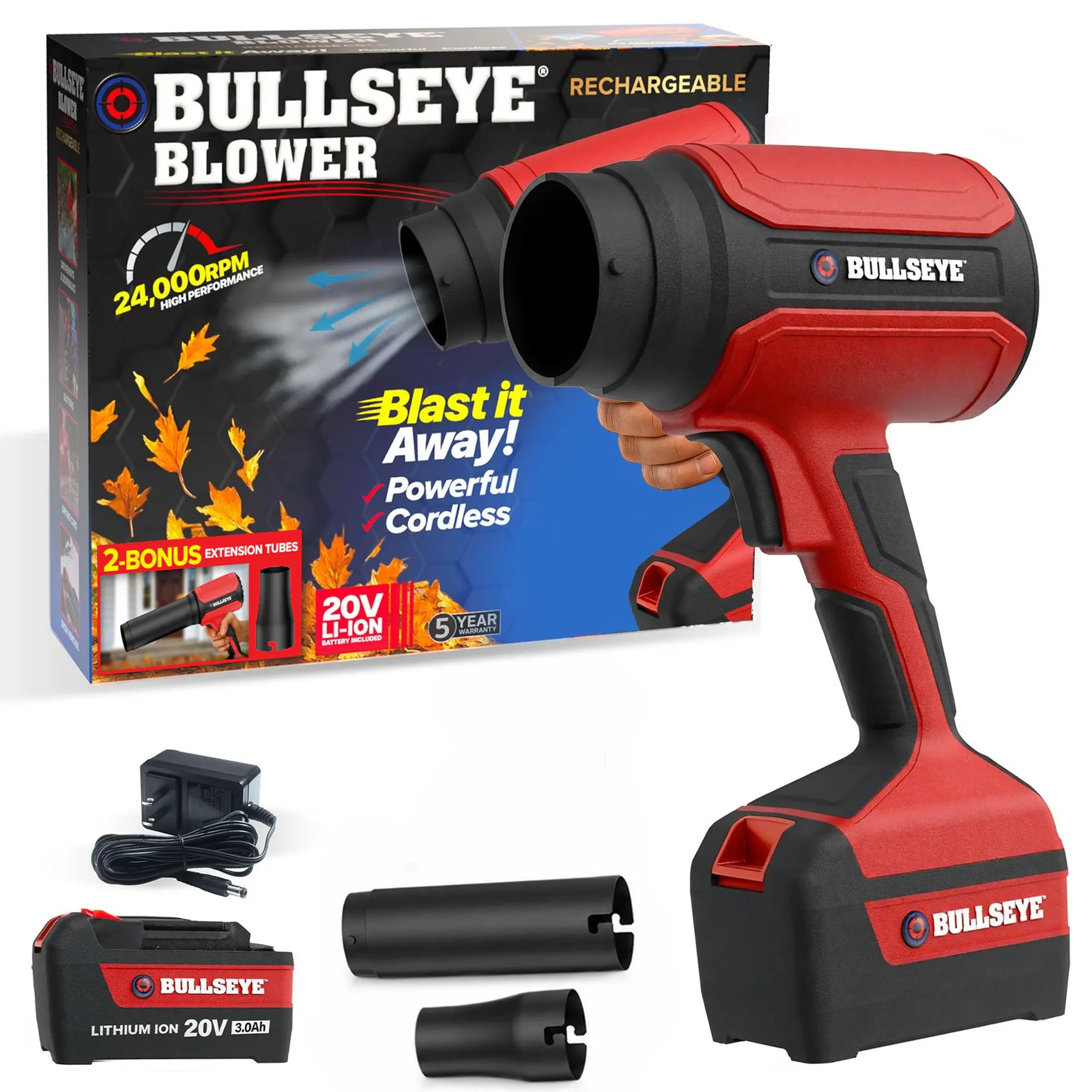 Bullseye Blower Rechargeable Cordless Leaf Dust Air Blaster