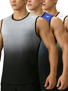 Men's Sporty Ombre Fitted Tank Tops, Fitness Workout Vest, Yoga Sports Vest, 3 Piece Set, All Seasons Wear, Casual Style, Comfortable & Stylish, Perfect for Daily Use