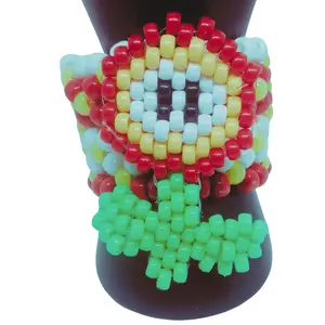 Kandi Cuff w/Flower Power EDM Festival Pony Bead Bracelet