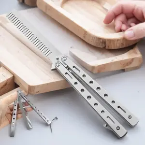 Foldable Stainless Steel Hair Comb Anti Static Tangle Free Hair Detangling Comb Styling Comb Portable Safe Rounded Design Professional Salon Barber Training Kit Durable Rust Proof Hairdressing Essential Tool