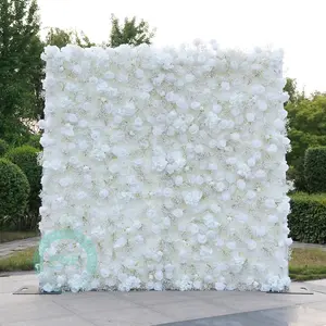 8Ft*8Ft 3D Fabric Artificial Gypsophila Flower Wall Rolling Up Curtain Wall,Baby’s Breath Floral Wall Decor Decorative Silk Fruit Plants