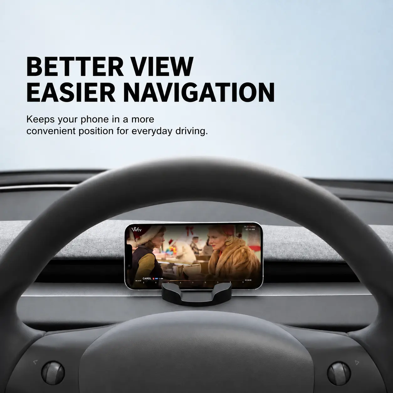 Silicone Dashboard Phone Holder for Tesla Model 3 (2017-2023) & Model Y, Tool-Free Easy Installation, Anti-Slip Base, Silicone Phone Grip, Elevated View, Smooth Adjustable Sliding Design, Scratch Protection, Driving Navigation Aid, Protects Your Phone Fro