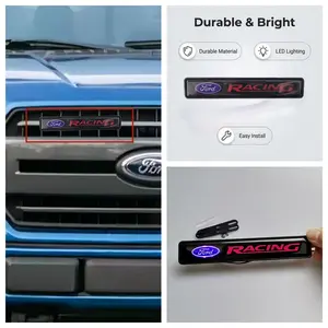 LED Illuminated Front Grille Emblem Light Car Front Hood Grille Badge Lamp Compatible with Ford F-150 F-250 F-350 Bronco Maverick Ranger Explorer Escape Expedition Mustang Transit
