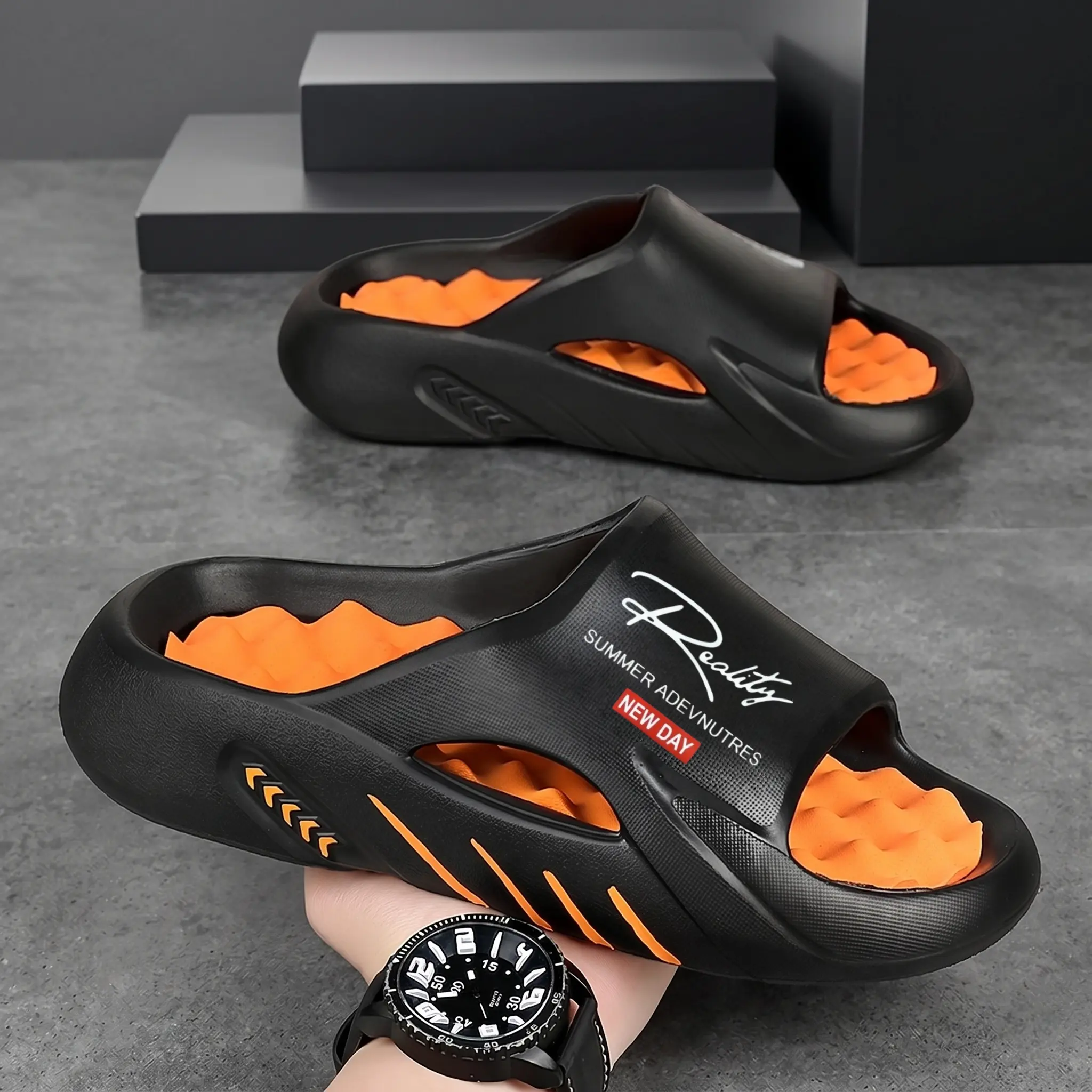 Unisex Cloud Massage Slides, Indoor & Outdoor Dual Use Lightweight Non-Slip EVA Shower Slippers for Gym Home Walking
