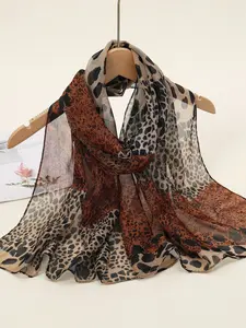 Women's Elegant Fashion Scarf Bohemian Style Shawl Boho Style Shawl Casual Versatile 50x160cm Leopard Print Hijab, Perfect for Vacation Beach Daily Use Spring New Arrival