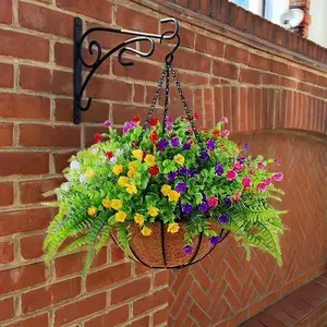 Anti-UV simulation hanging flower basket, garden landscape, evergreen maintenance-free artificial flowers, mixed-color eucalyptus hanging basket. Suitable for indoor and outdoor garden terraces, gardens and porches. General decoration.