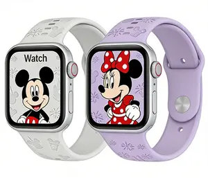 Disney Mickey Castle Silicone Watch Strap in Lavender with Heart and Castle Designs for Disney Fans Unique Motifs Comfortable & Versatile