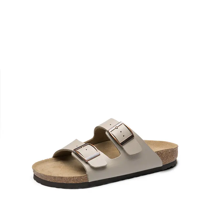 Dream Pairs Women's Vegan Leather Open-Toe Slide-On Sandals - Adjustable Buckle, Suede Insole, Arch Support, Soft Flat Heel, Casual Synthetic Footwear