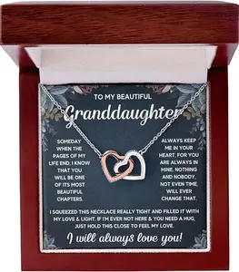 Granddaughter Necklace Gift From Grandma or Grandpa, Heartfelt Charm Necklace with Birthday Message Card, Jewelry Present in Gift Box for Special Occasions