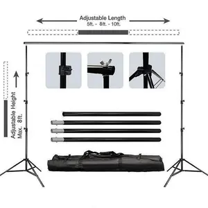 Tech-3C 8ftx10ft | DIY Crossbar Adjustable Backdrop Stand Kit with Free Clips, Wedding Backdrop Photo booth Stand, Backdrop Frame, Background Stand Tech-3C